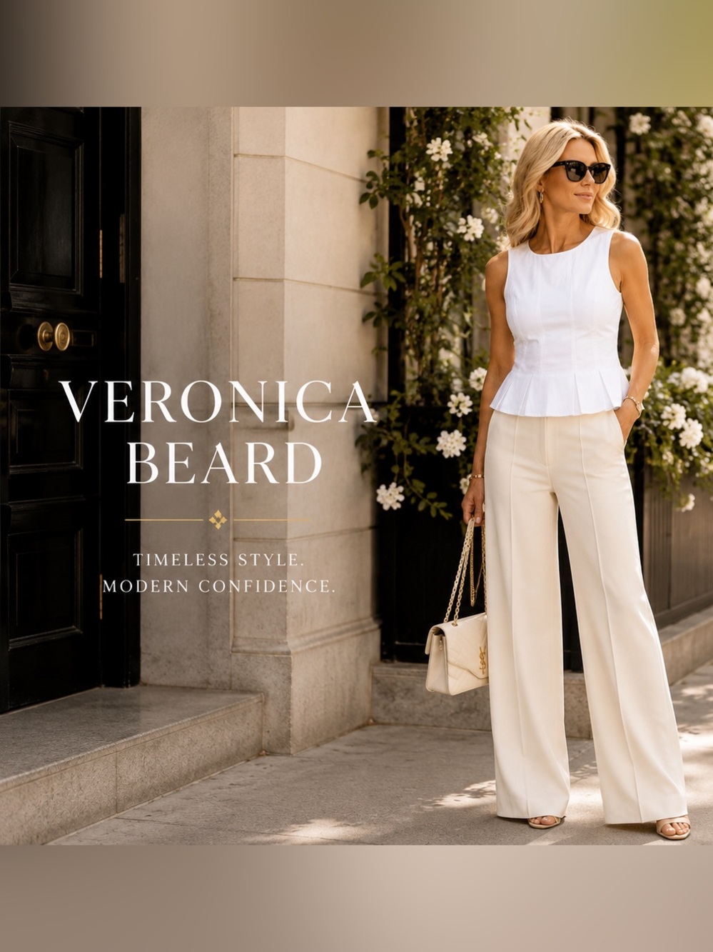 Veronica Beard White Peplum Top